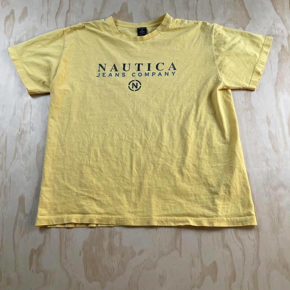 Vintage 90s‎ Nautica Jeans Company Shirt Mens Large Yellow Logo Tee T-Shirt USA
